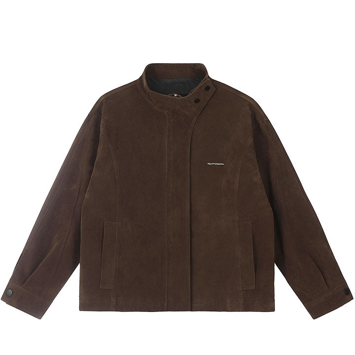 LEMANDIK® Brown Faux Fur Biker Cargo Jacket