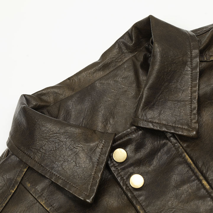 polo neck leather jacket