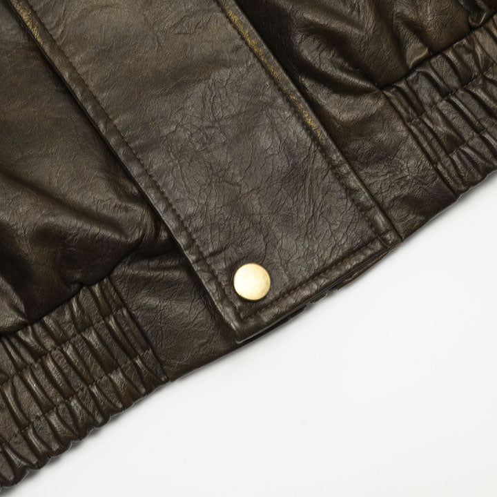 PU leather button up jacket