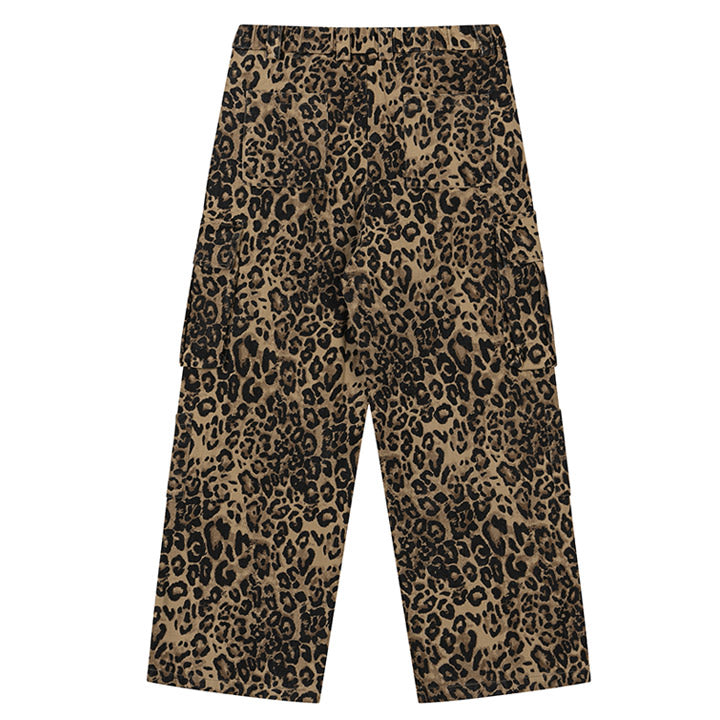 Wide Leg Leopard cargo jeans