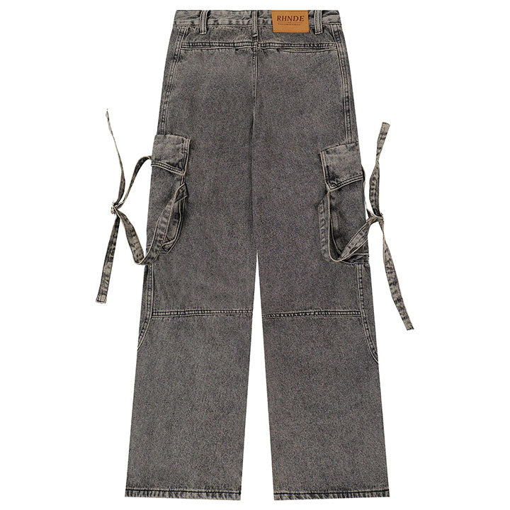 patchwork packet cargo jeans