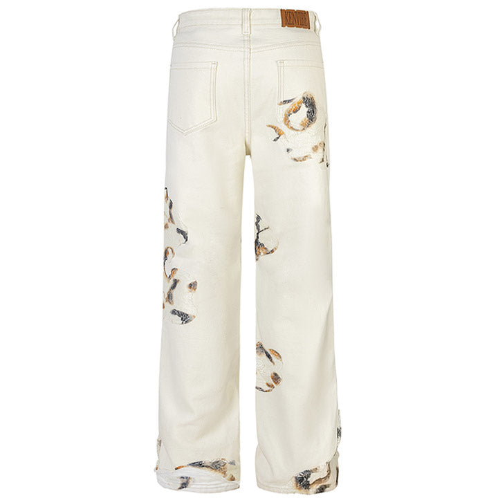 baggy flame white jeans