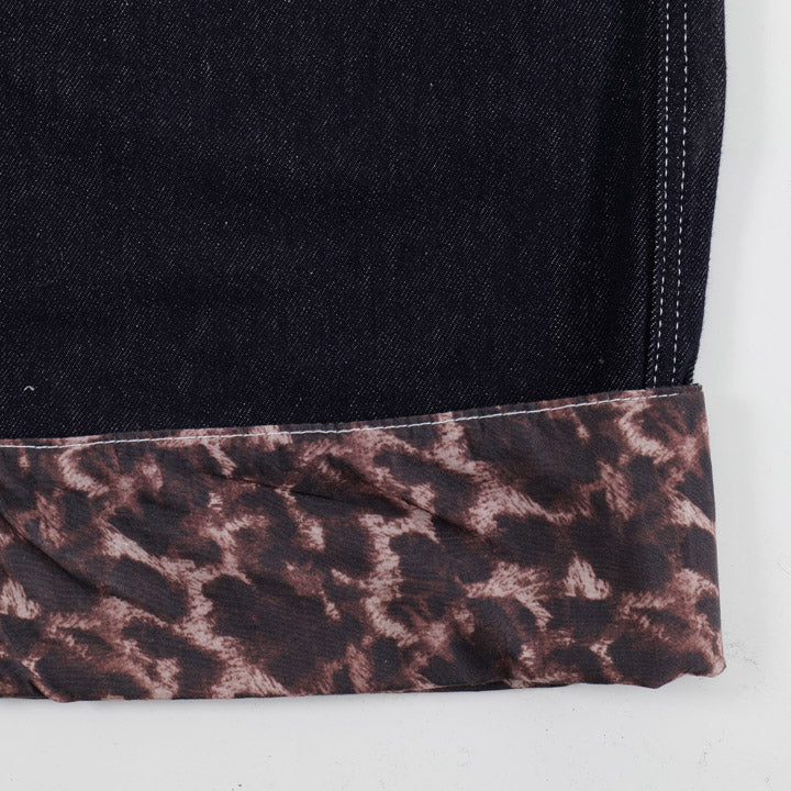 leopard patchwork jeans 