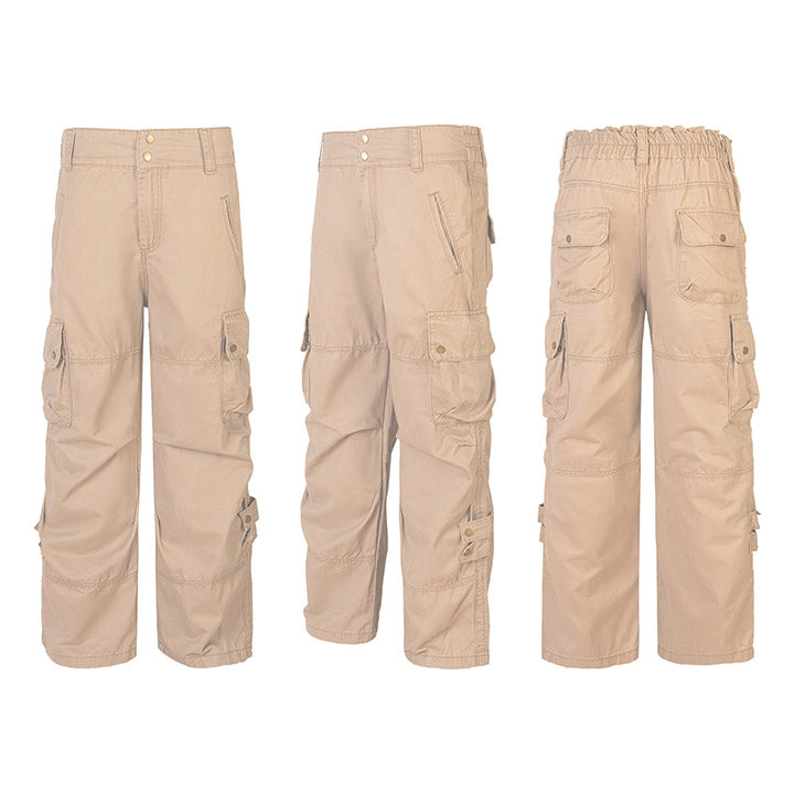 khaki cargo pants with mulit pocket 