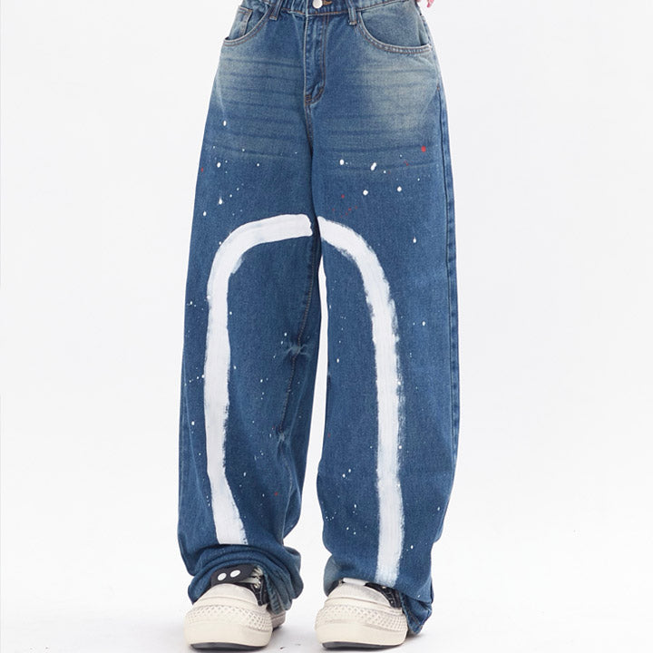 elastic waist pleated jeans