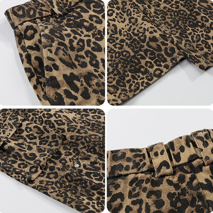 Brown Leopard Print cargo jeans