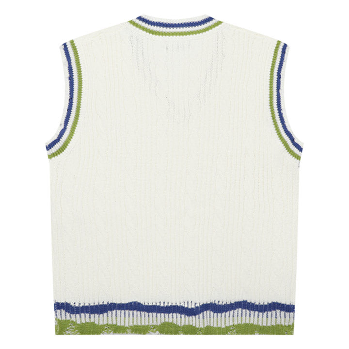 ripped color stripe sweater vest