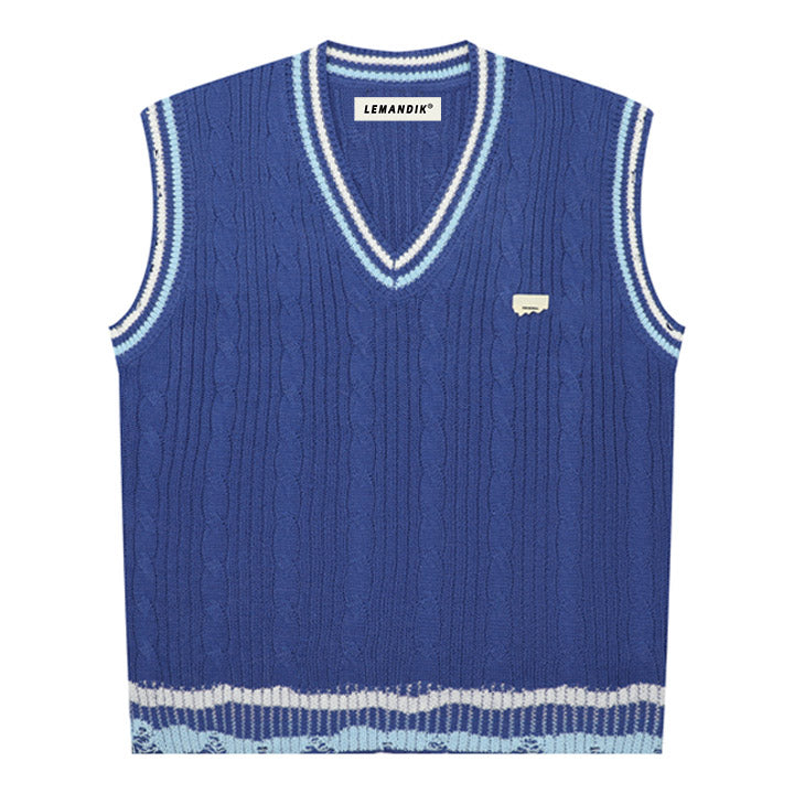 preppy style sweater vest stripe print