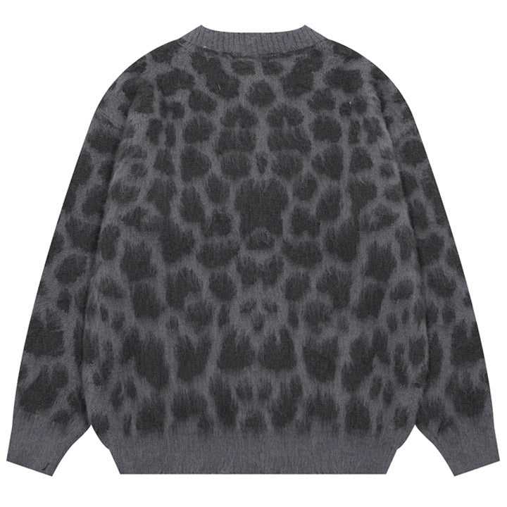 Button-Up Leopard Print Sweater