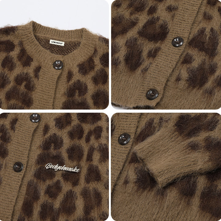 leopard print cardigan sweater