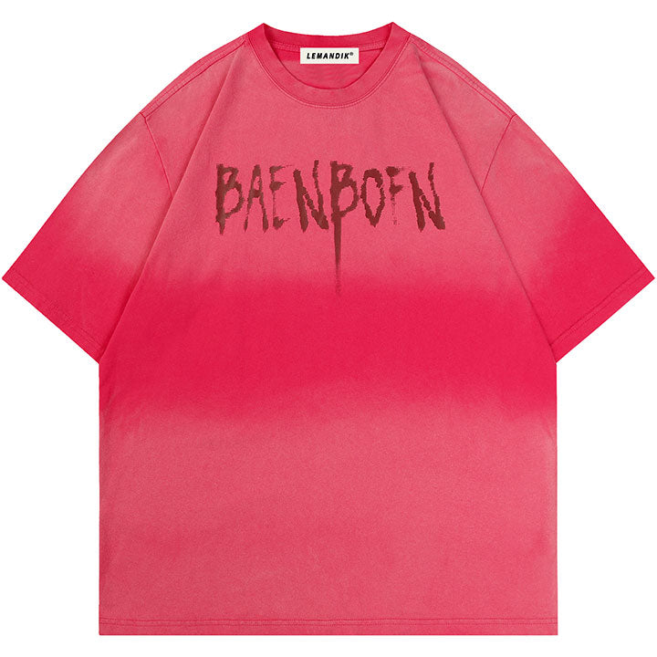 washed T-shirt with letter BAENBOFN