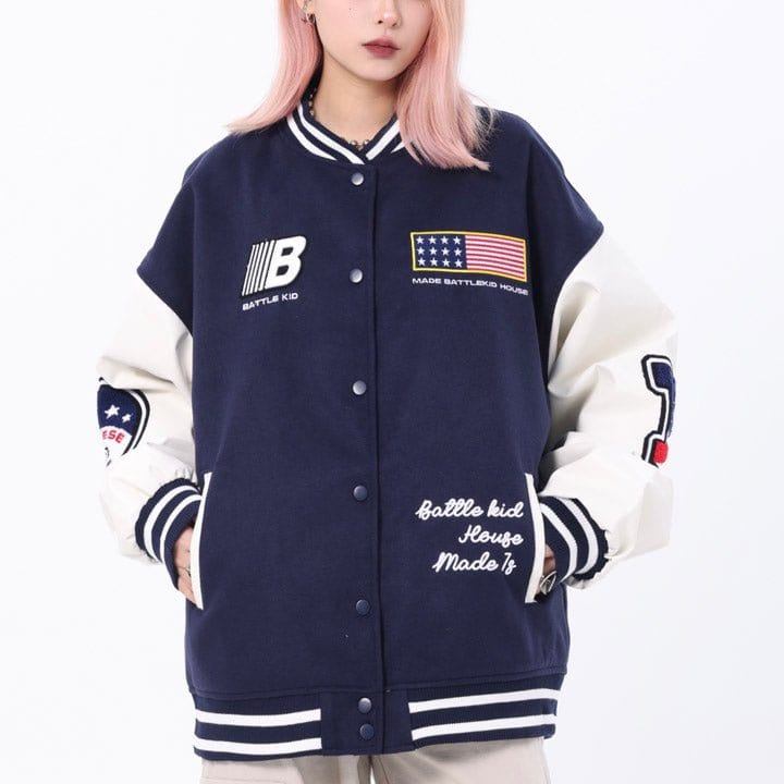 retro varsity jacket for men