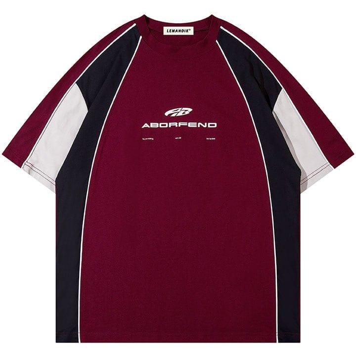 Burgundy and Black racing t - shirt