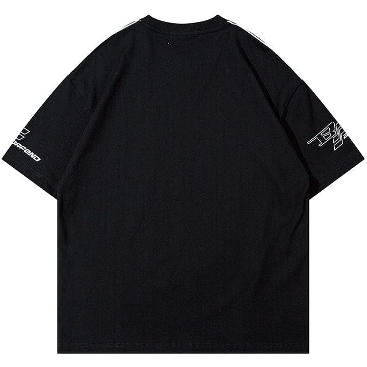 black racing graphic t - shirt