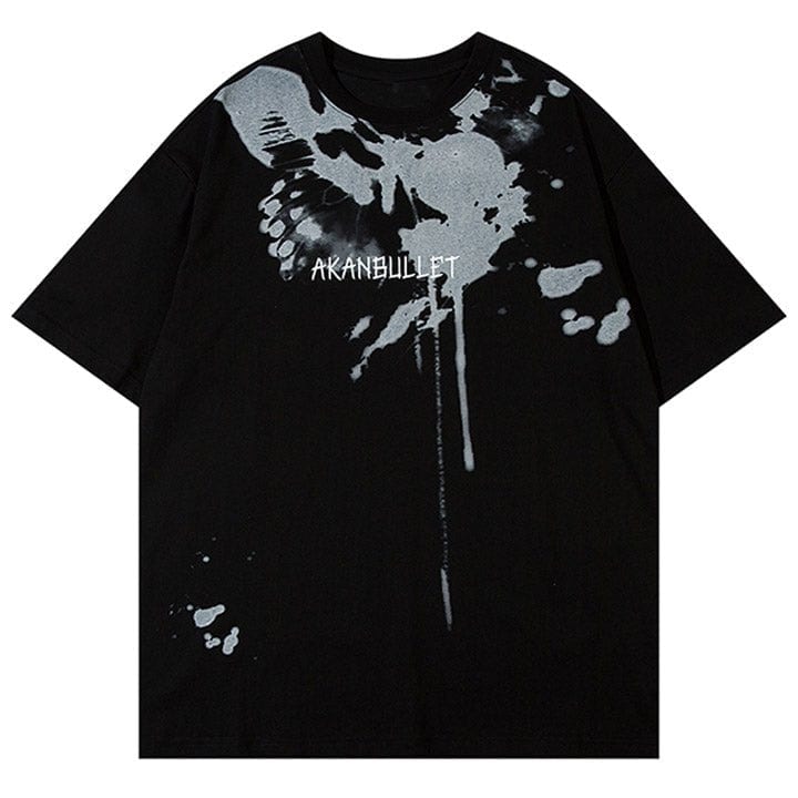 black t - shirt with ink splash print