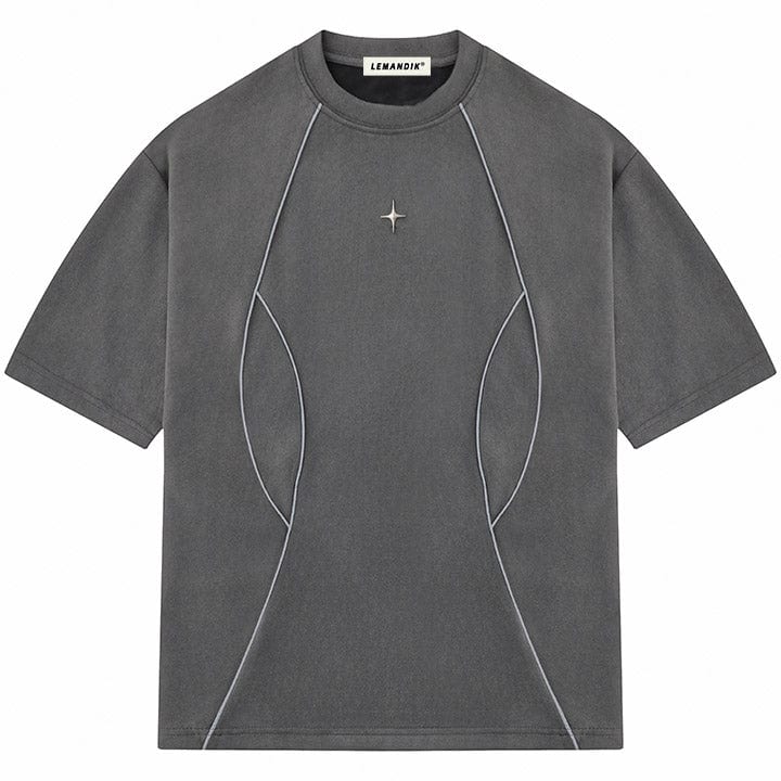 grey suede t - shirt with stripes