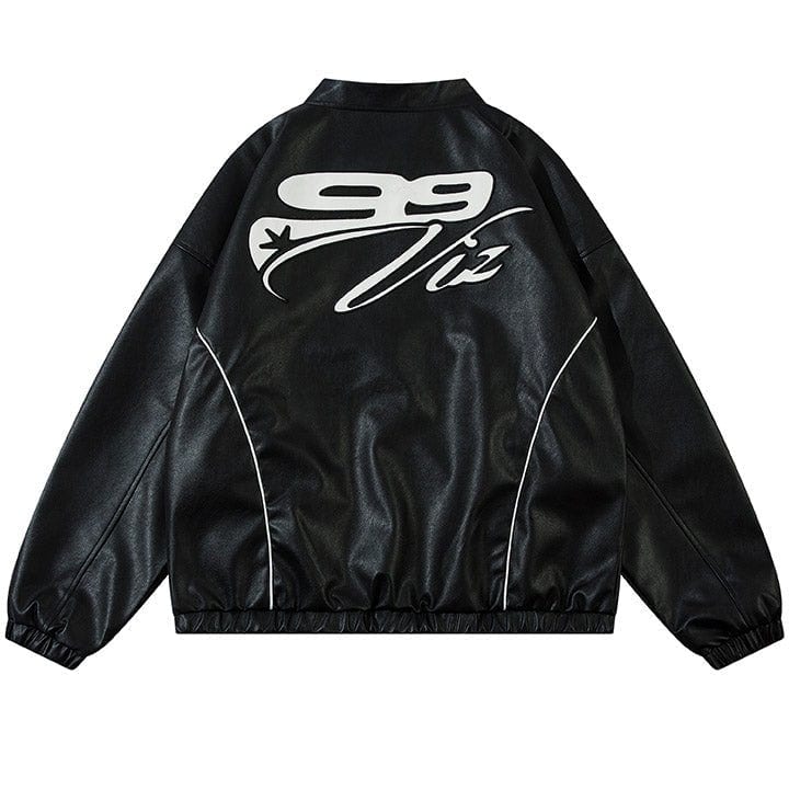 PU leather jacket with Letter 99