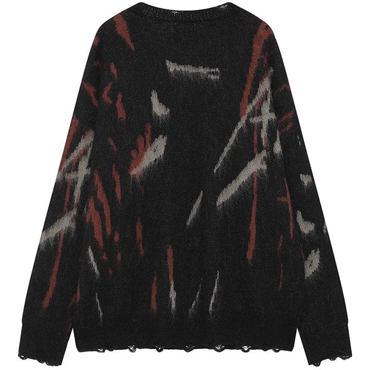 distressed line pattern jumper