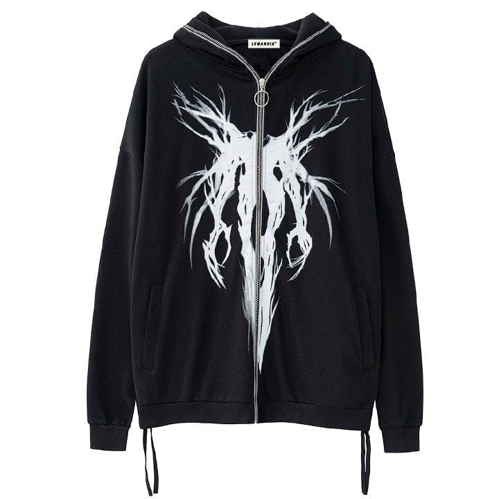 dark devil pattern hoodie sweatshirt