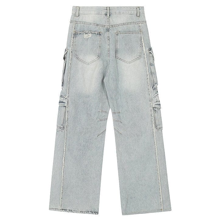 baggy style pockets with belt jeans