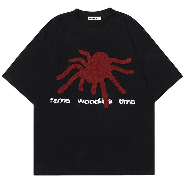 spider and letter pattern T - shirt