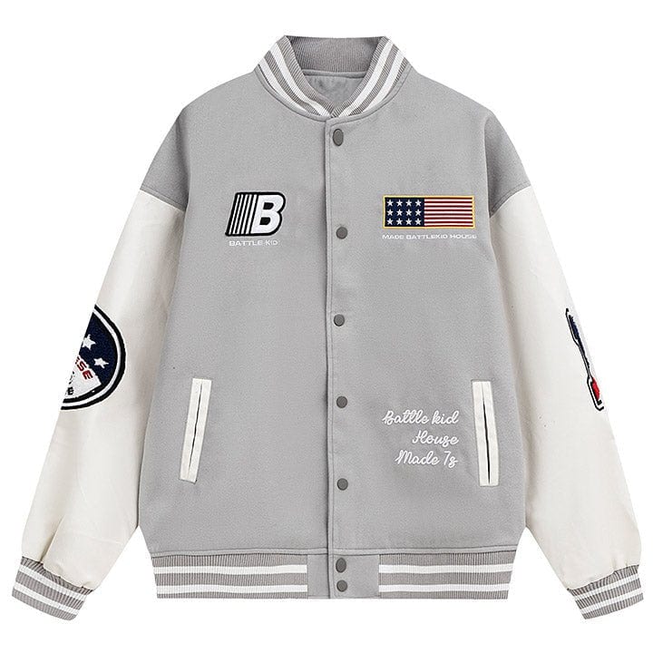 grey baseball jacket