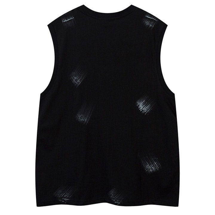 Sleeveless black top Brushstroke effect