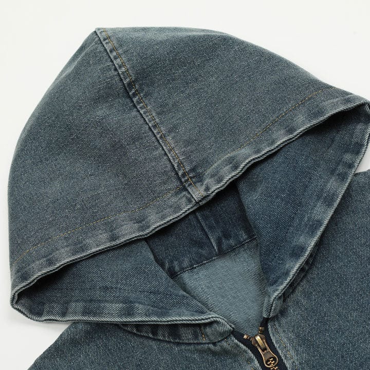 washed hooded denim jacket