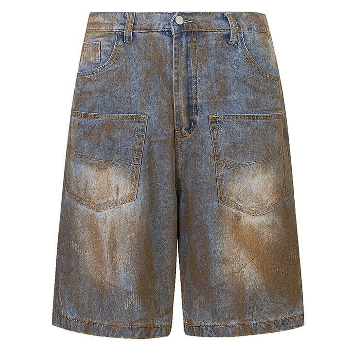 Acid wash denim jorts