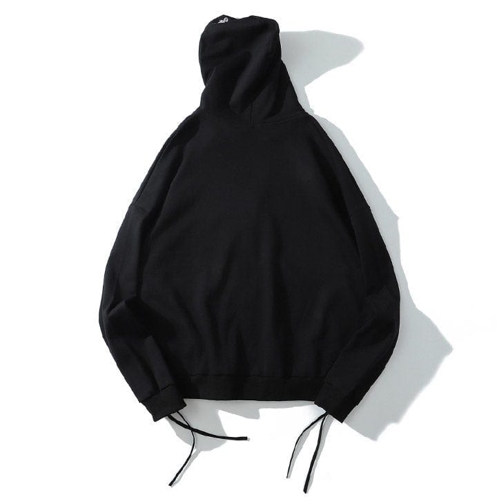 black zipper hoodie with drawstring