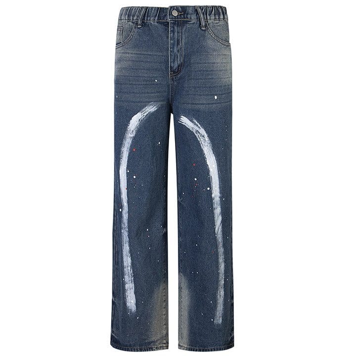 graphic dark blue jeans