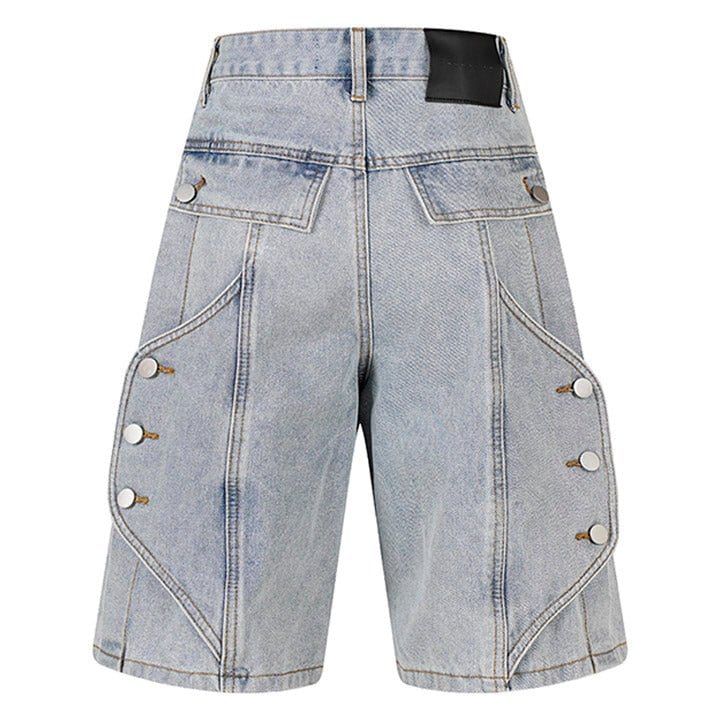 High waist denim shorts with metal buttons