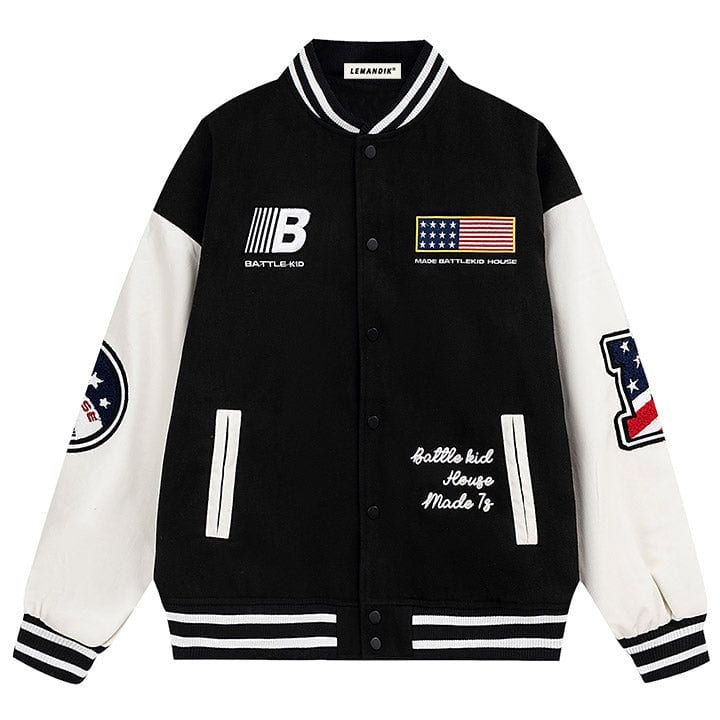 black varsity jacket