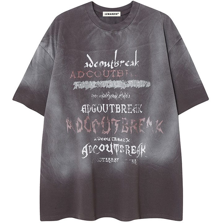 washed distressed t - shirt with letter print