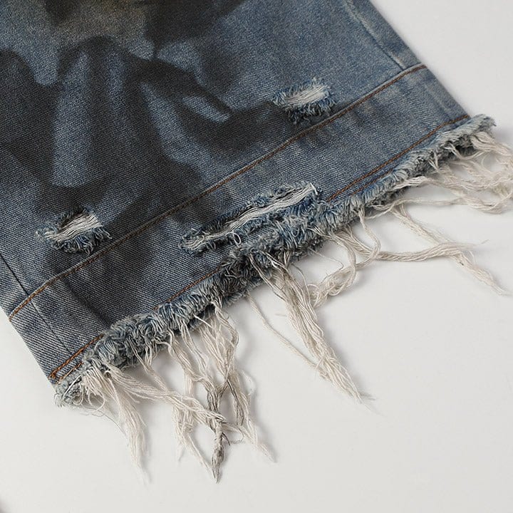 fragment frayed denim shorts