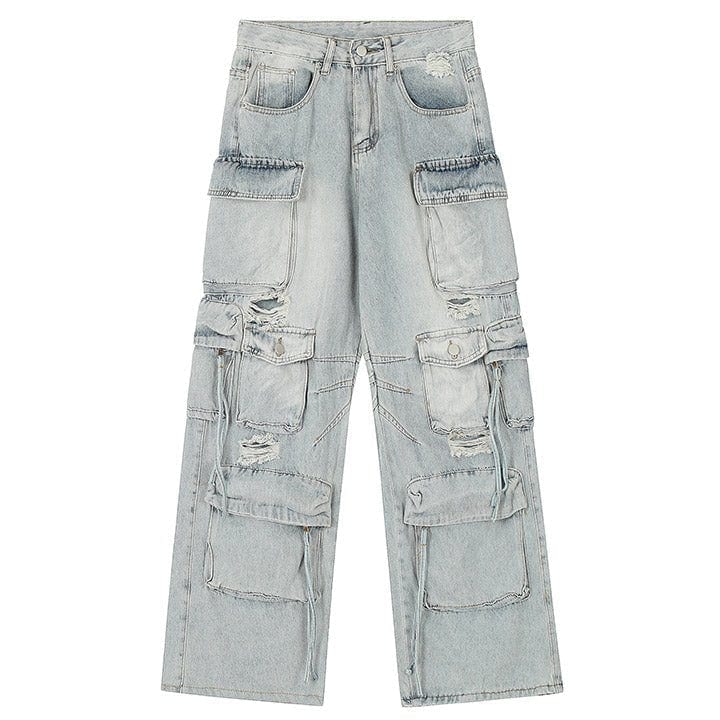 ripped side pockets cargo jeans