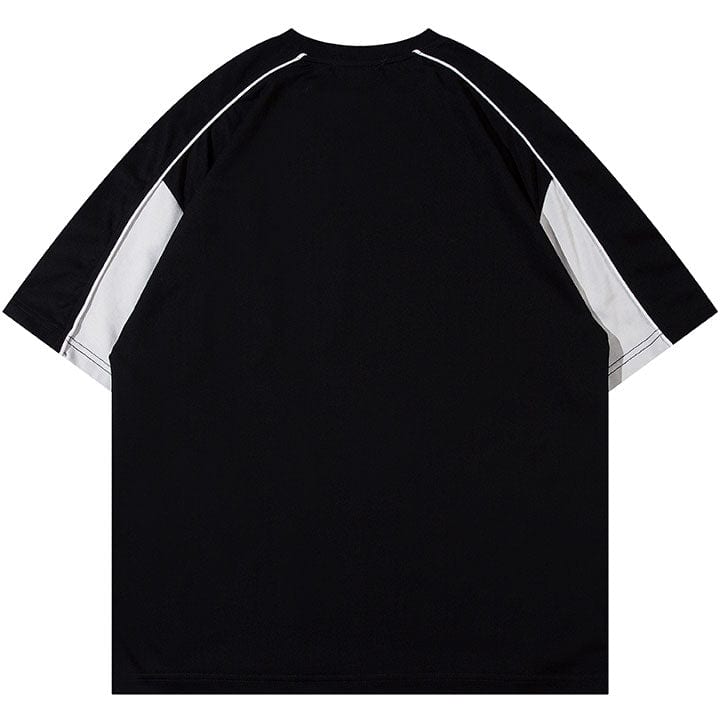 color block black stripe t - shirt