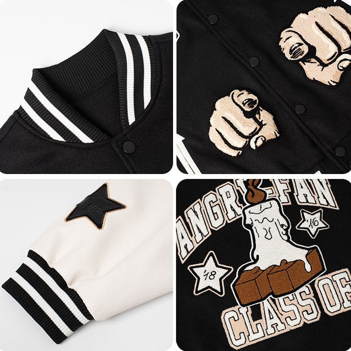 letterman jacket with star patch sleeve