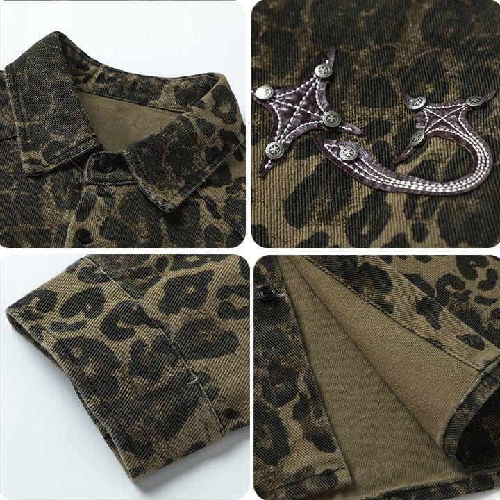 Long - sleeve leopard print for men