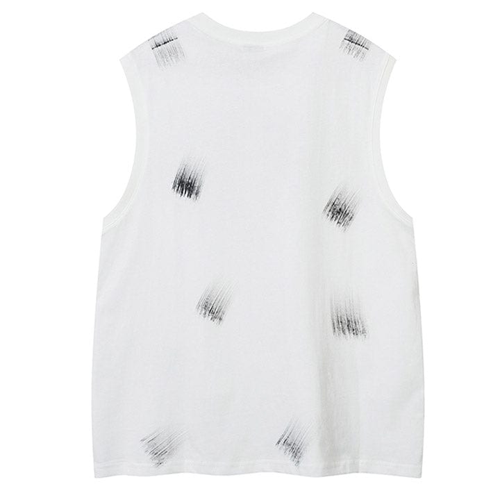 white Brushstroke effect sleeveless T - shirt