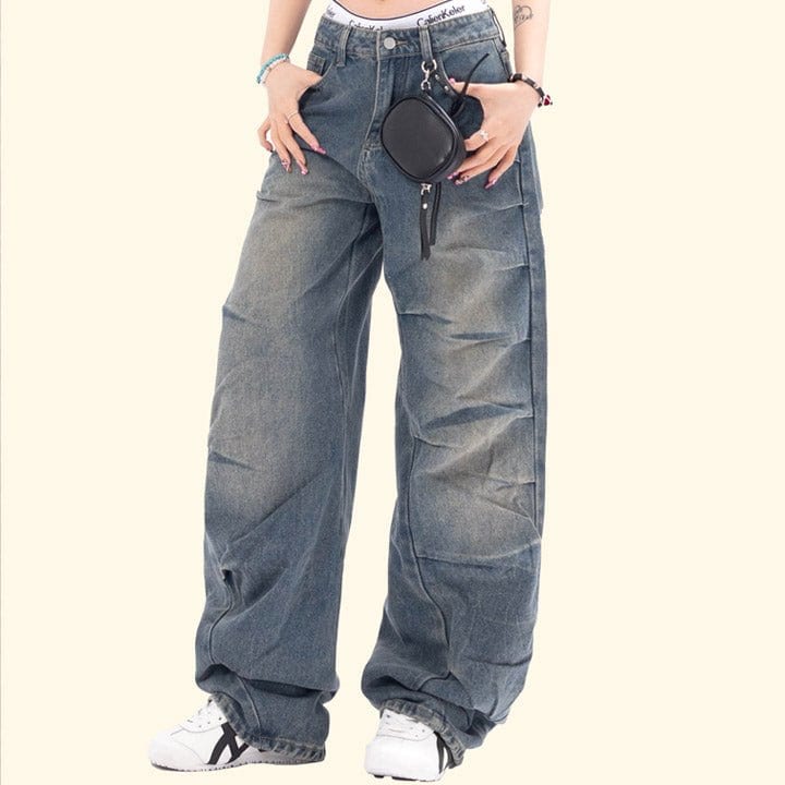 men pleated denim jeans