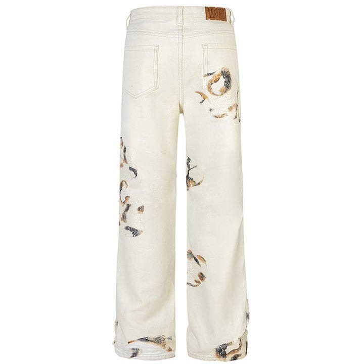 baggy flame white jeans