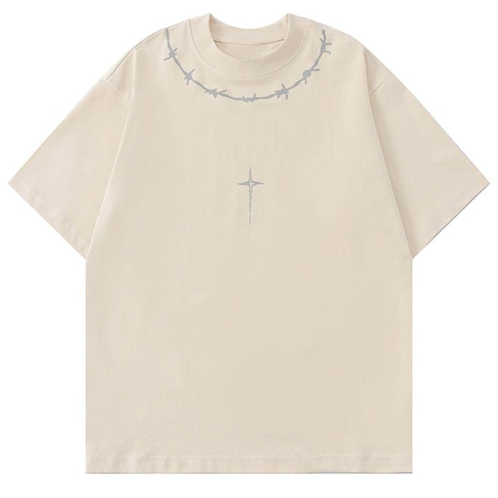 thorn and cross print t - shirt