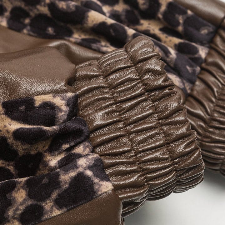 baggy style leopard zipper jacket