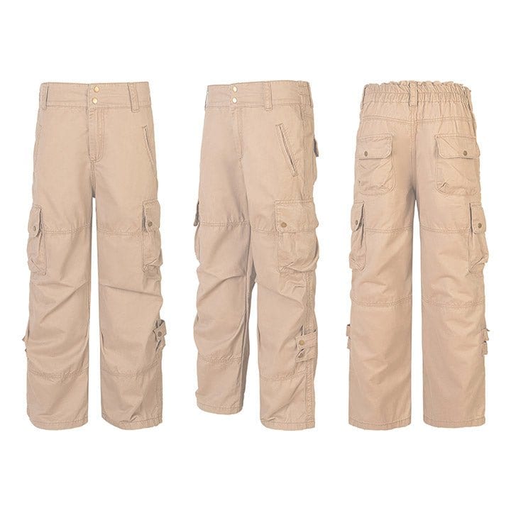 khaki cargo pants with mulit pocket