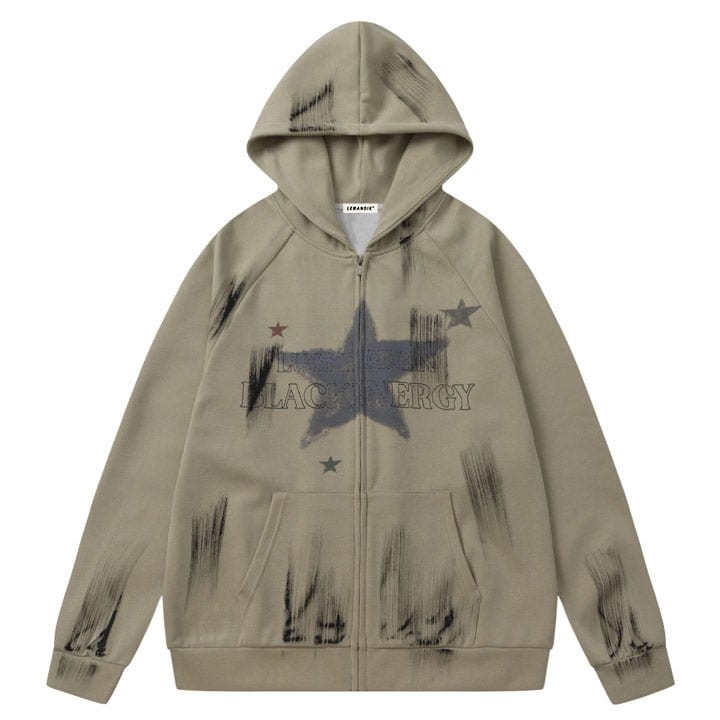 star graffiti zip - up hoodie