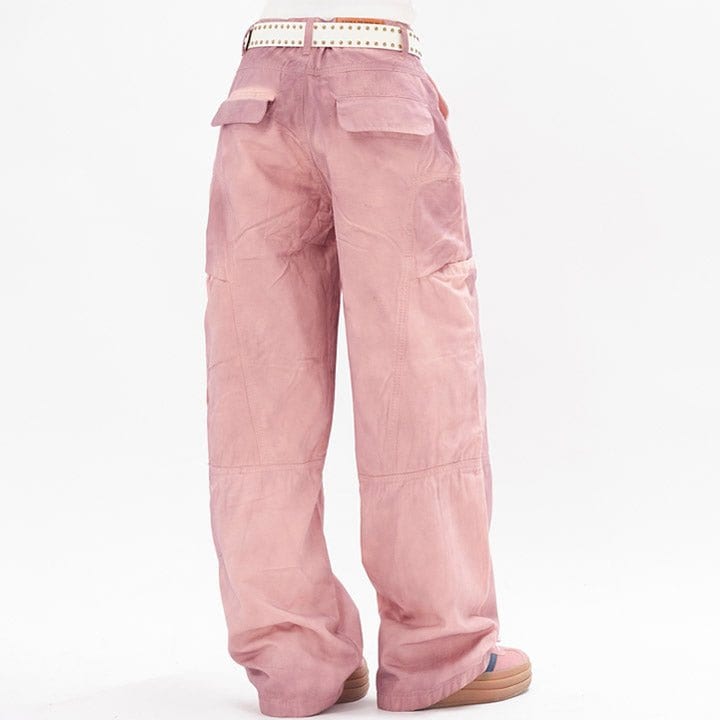 pink wide leg cargo pants