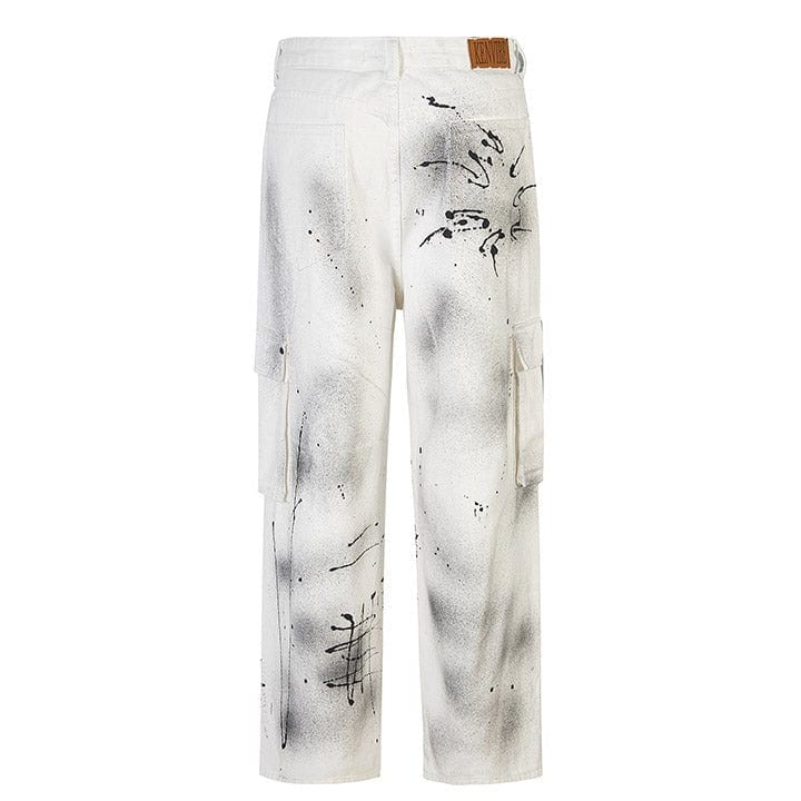 wide leg splash ink jeans