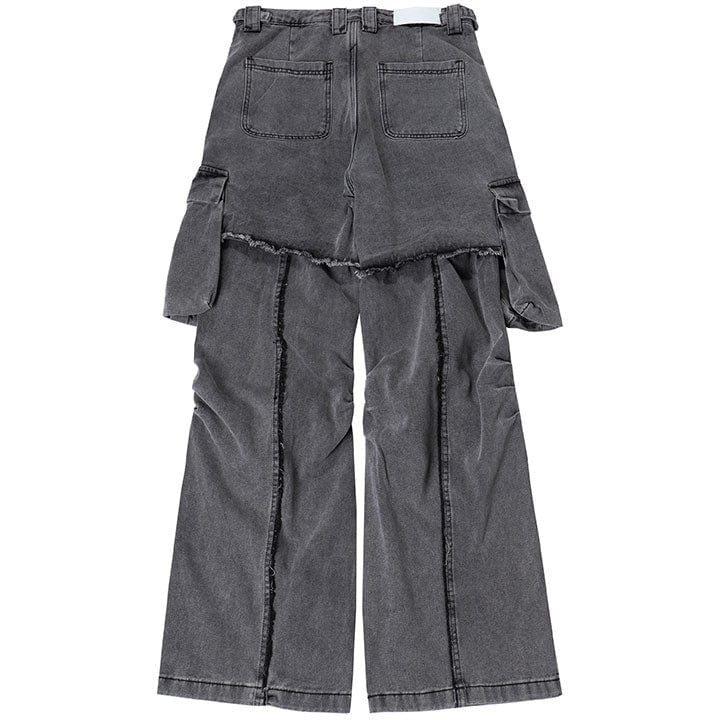 midair pocket pleated cargo jeans