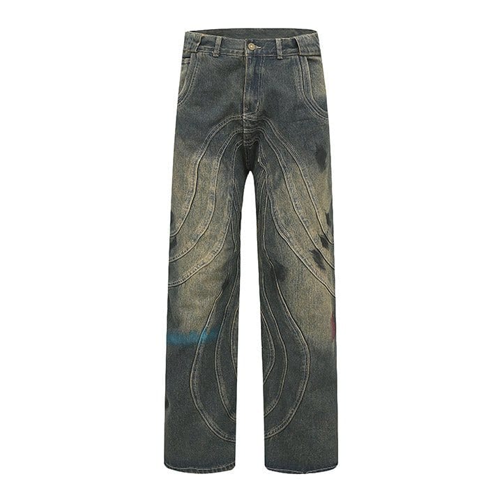 wave wrinkle washed jeans